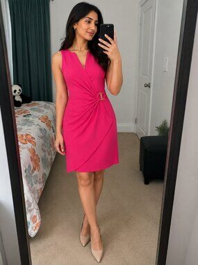 DKNY Pink Wrap Dress | Size 8 | New Without Tags | Gold Hardware